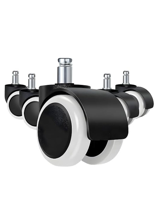 Office Chair Caster Wheels Set of 5 – Pin Type Ring Stem, Heavy Duty Multi-Surface Replacement Wheels - Image 1